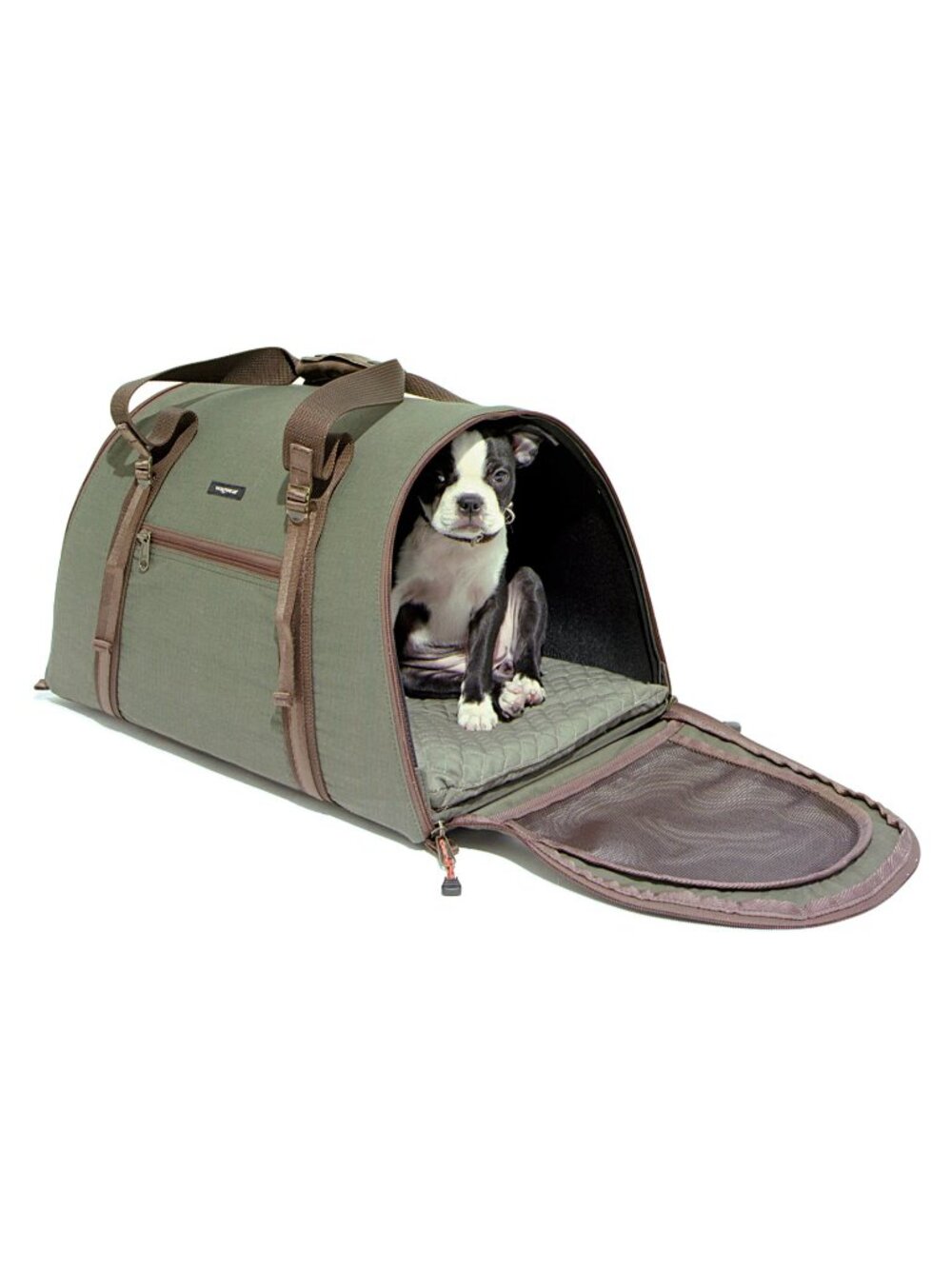 Wagwear Travel Carrier Cotton Ripstop Olive Green Large 21" x 13" x 13"